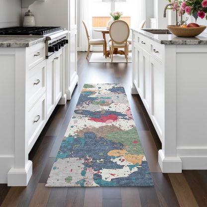 Machine washable ivory indoor/outdoor Chantille runner rug by Start2Finish, 2&