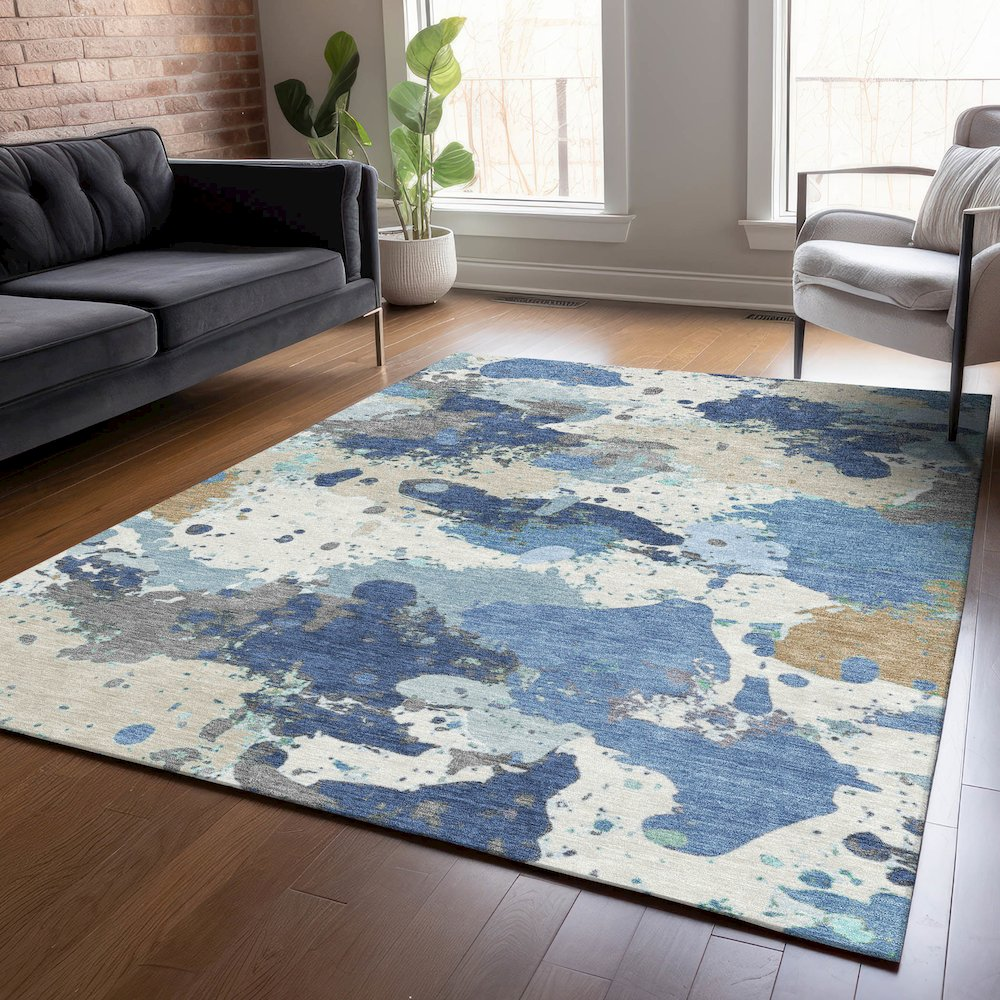 Start2Finish washable indoor/outdoor Chantille ACN2217 denim rug, 8&