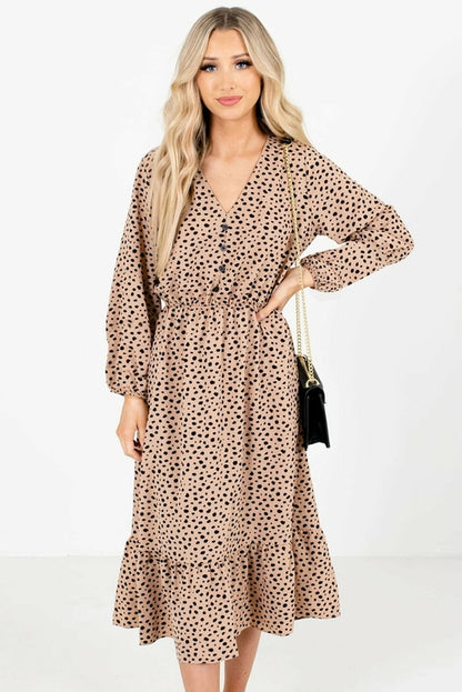 Polka Dot Patterned Midi Dress