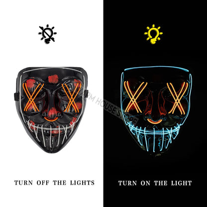 White Eucalyptus Halloween LED mask for pets, featuring a spooky light-up design with adjustable straps for comfortable wear.