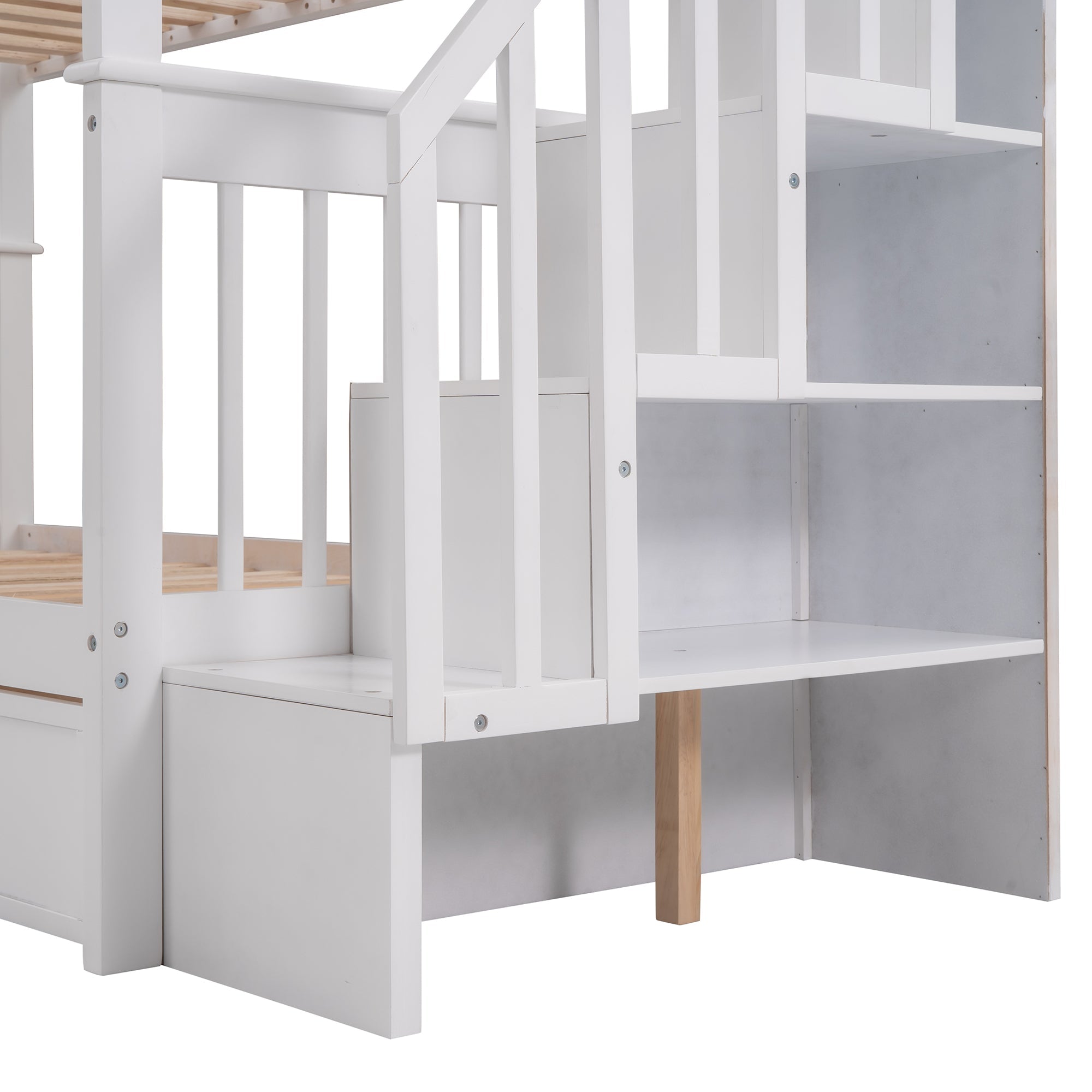 Stairway Twin-Over-Twin Bunk Bed with Three Drawers for Bedroom, Dorm