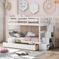 Stairway Twin-Over-Twin Bunk Bed with Three Drawers for Bedroom, Dorm