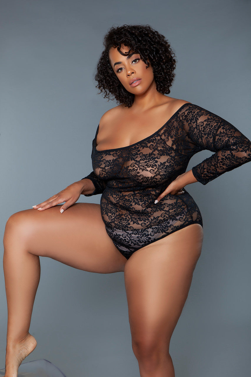 Brown Sooty Marina Bodysuit, elegant lingerie with a fitted design, shown on a mannequin in a neutral setting.