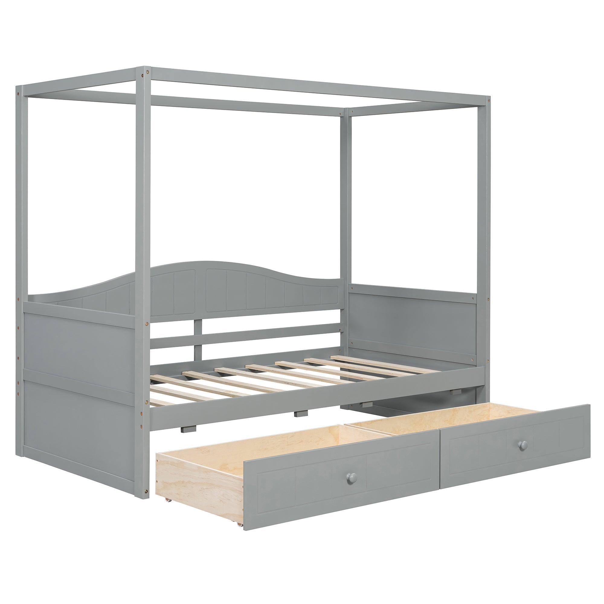 Twin Size Canopy Day Bed with 2 Drawers, Canopy Bed Frame for Bedroom