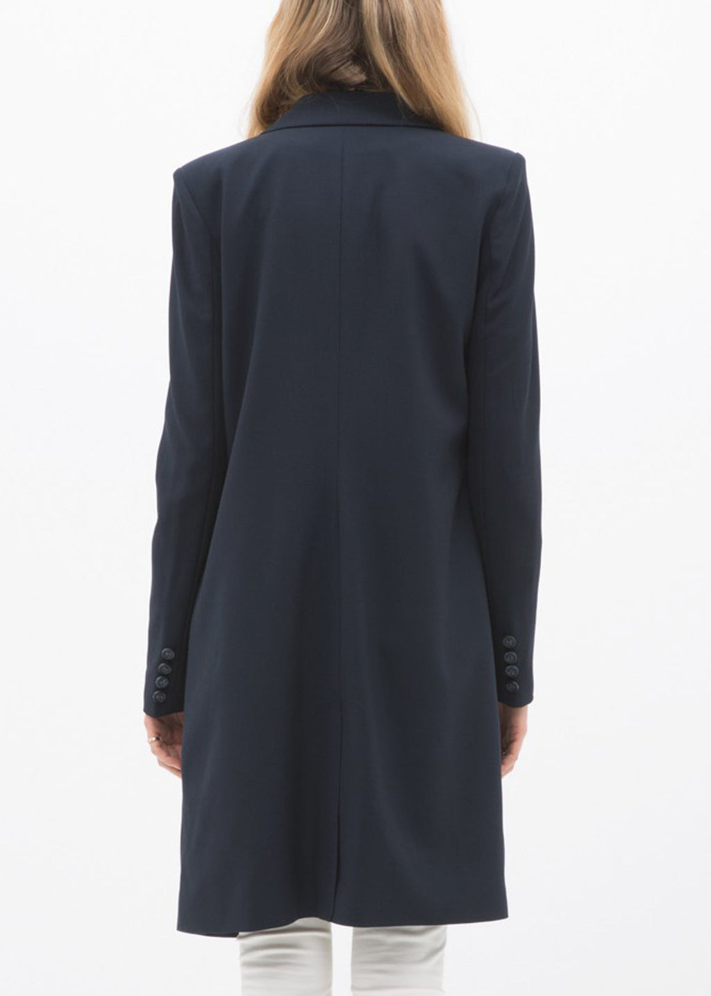 Women's Notch Lapel Longline Button Front Jacket