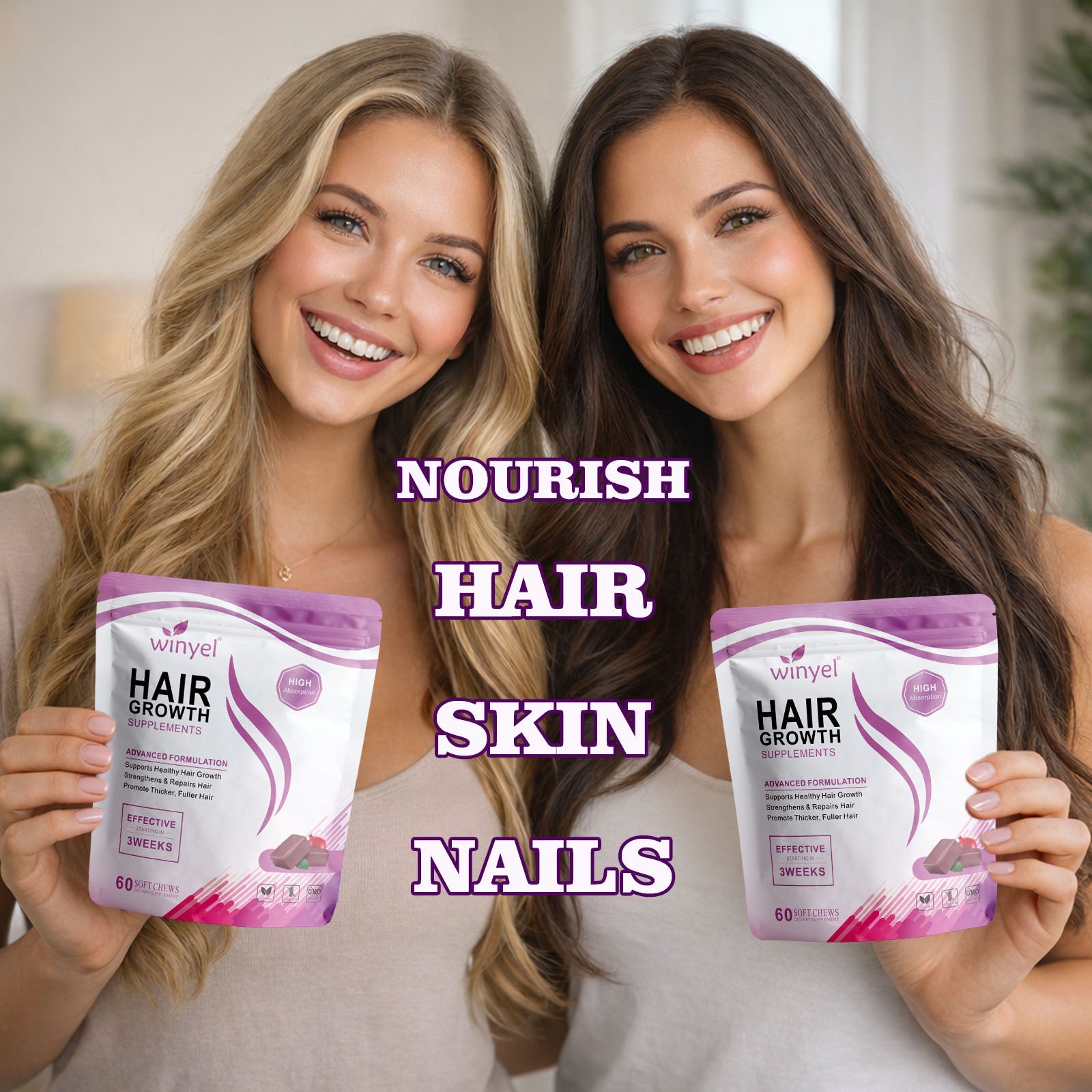 WINYEL Hair Growth Soft Chewables, Containing Hair Growth Vitamins For