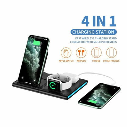 Salmon Lucky Magnetic Power Tiles 4-in-1 wireless charging station with multiple charging pads and sleek tech accessory design.