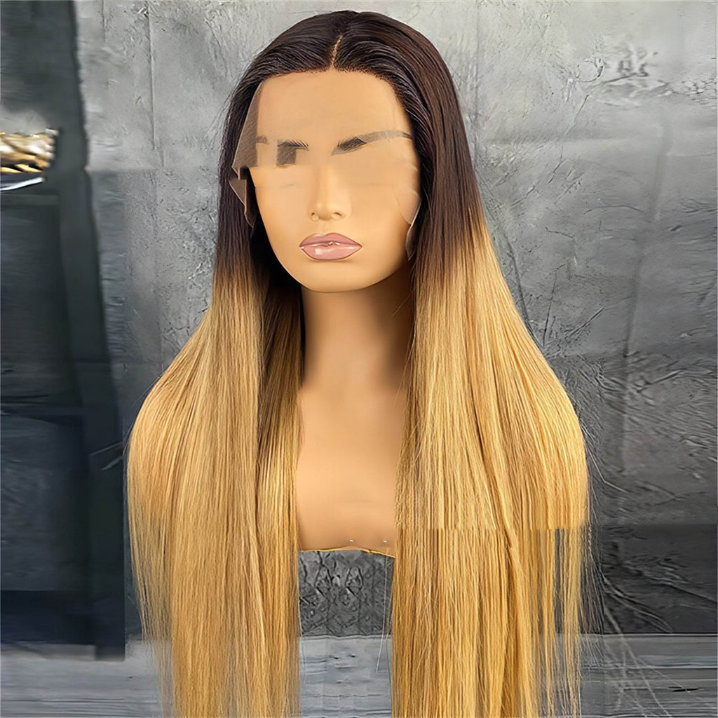 LuxeWave Fashion Real Hair Gradient Wig Lace Headgear