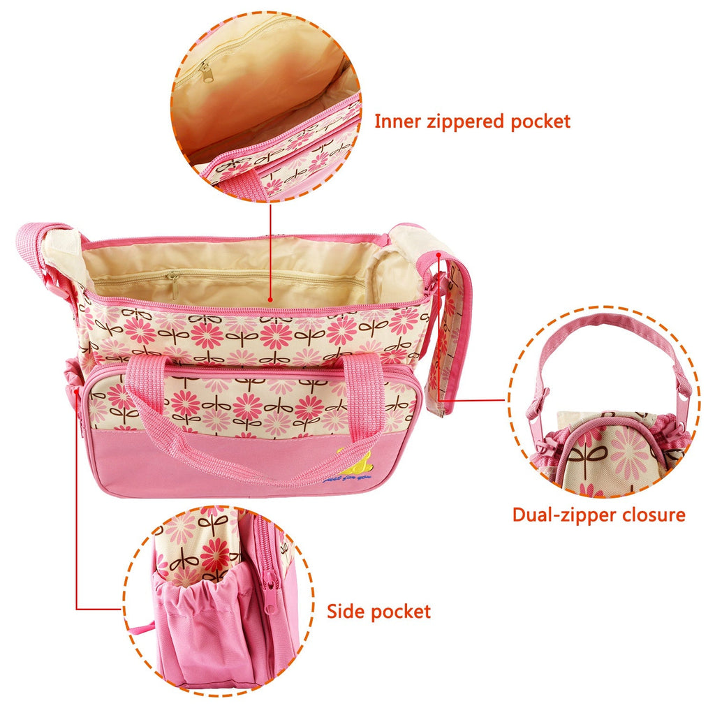 5PCS Per Set Baby Nappy Diaper Bags Set Mummy Diaper Shoulder Bags