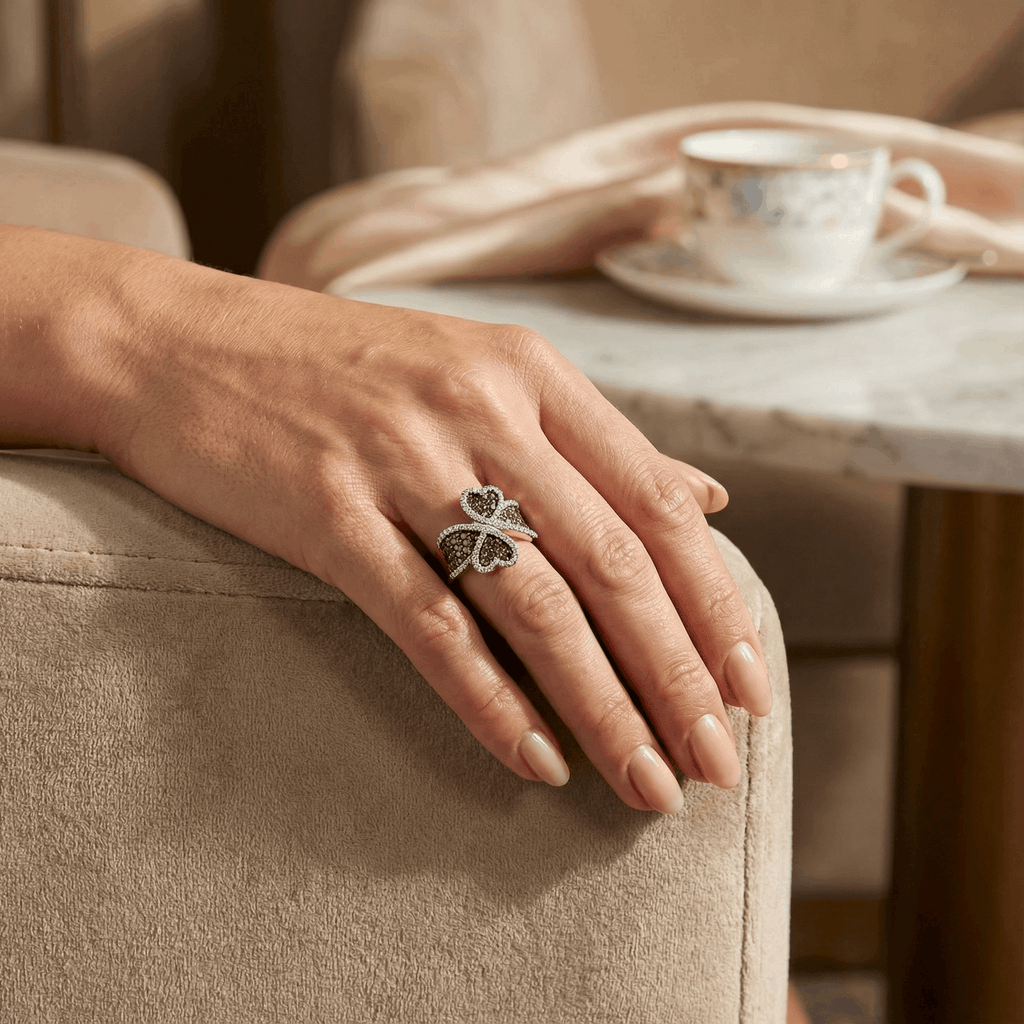 Women's 1.5ct Cognac Lab Diamond Heart Ring | 10K Yellow Gold | Draco