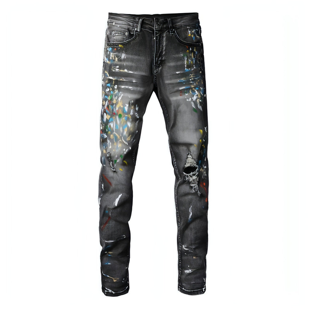 DenimDare™ Washed Elastic Slim Fitting Gray Jeans For Men