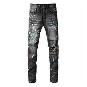DenimDare™ Washed Elastic Slim Fitting Gray Jeans For Men