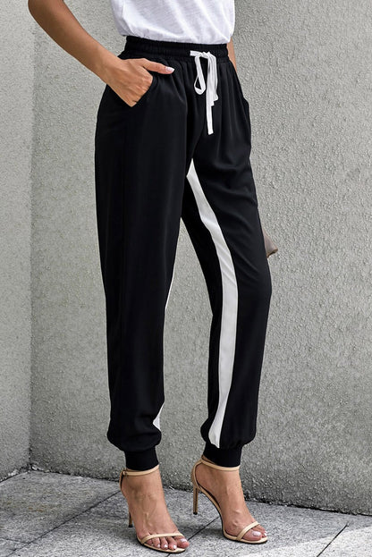 Casual Striped Drawstring Pants