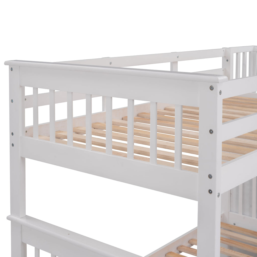 Stairway Twin-Over-Twin Bunk Bed with Three Drawers for Bedroom, Dorm