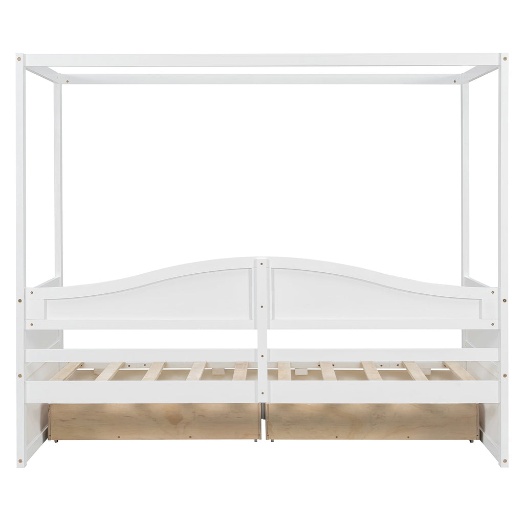 Twin Size Canopy Day Bed with 2 Drawers, Canopy Bed Frame for Bedroom