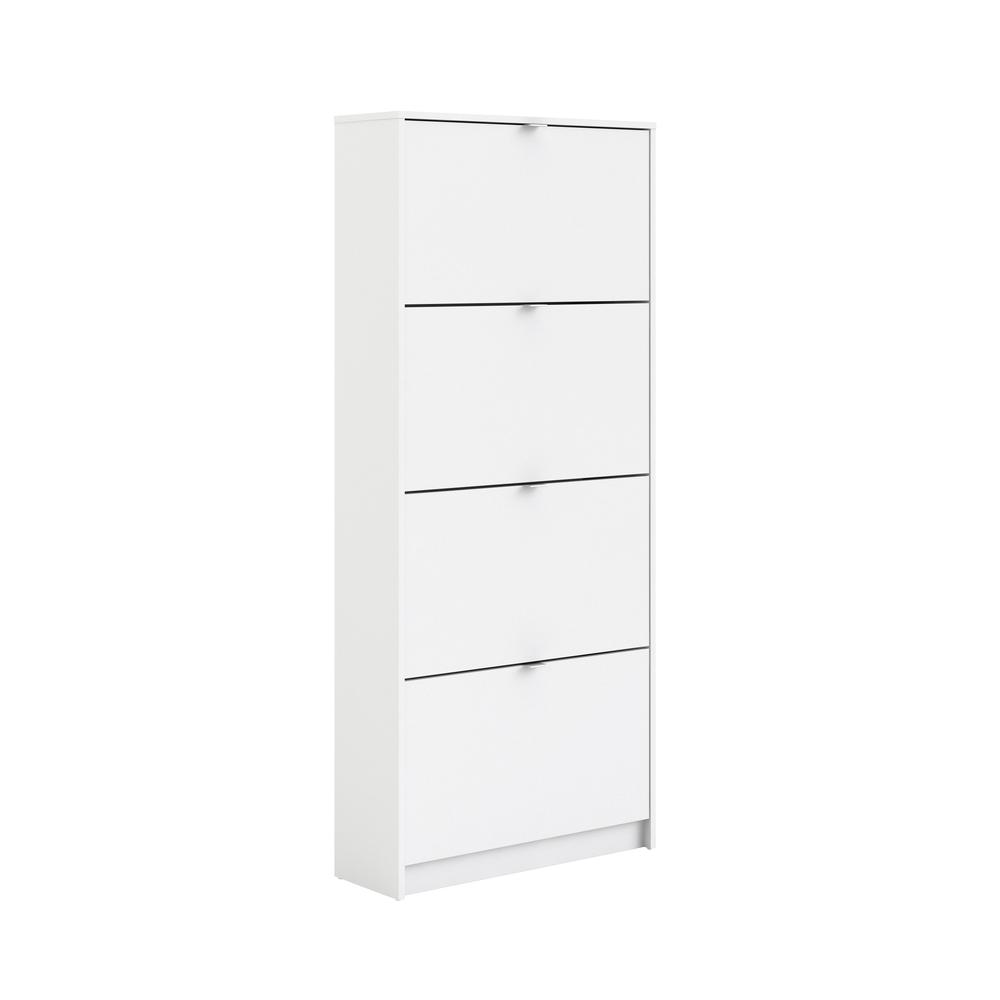 Bright white 4-drawer shoe cabinet by Start2Finish, featuring sleek drawers for organized footwear storage.