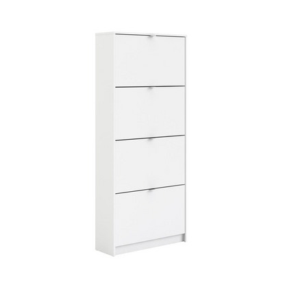 Bright white 4-drawer shoe cabinet by Start2Finish, featuring sleek drawers for organized footwear storage.