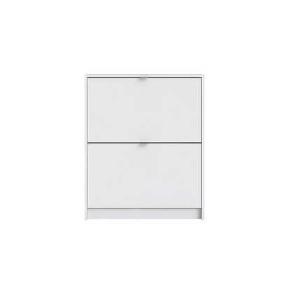 Bright white Start2Finish 2-drawer shoe cabinet with sleek design, featuring two spacious drawers for organized shoe storage.