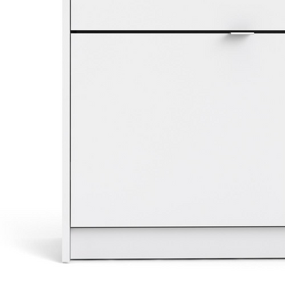 Bright white Start2Finish 2-drawer shoe cabinet with sleek design, featuring two spacious drawers for organized shoe storage.