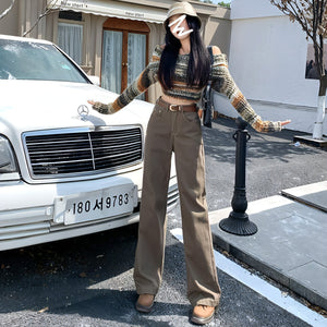 DenimDare™ Brown High Waist Retro Jeans
