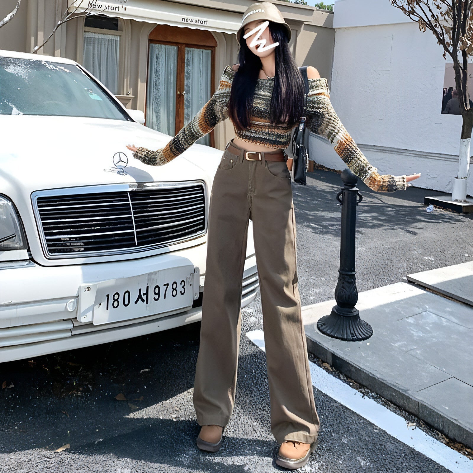 DenimDare™ Brown High Waist Retro Jeans