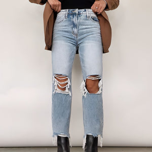 UrbanEase™ High Waist Loose Straight Trousers Women Jeans