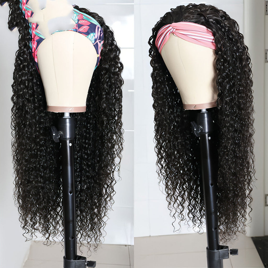 LuxeWave Full Mechanism Hair Band Wig Headgear Real Hair