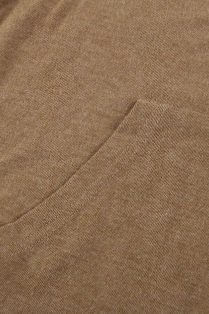 Spliced Sleeve Khaki Hoodie with Pocket