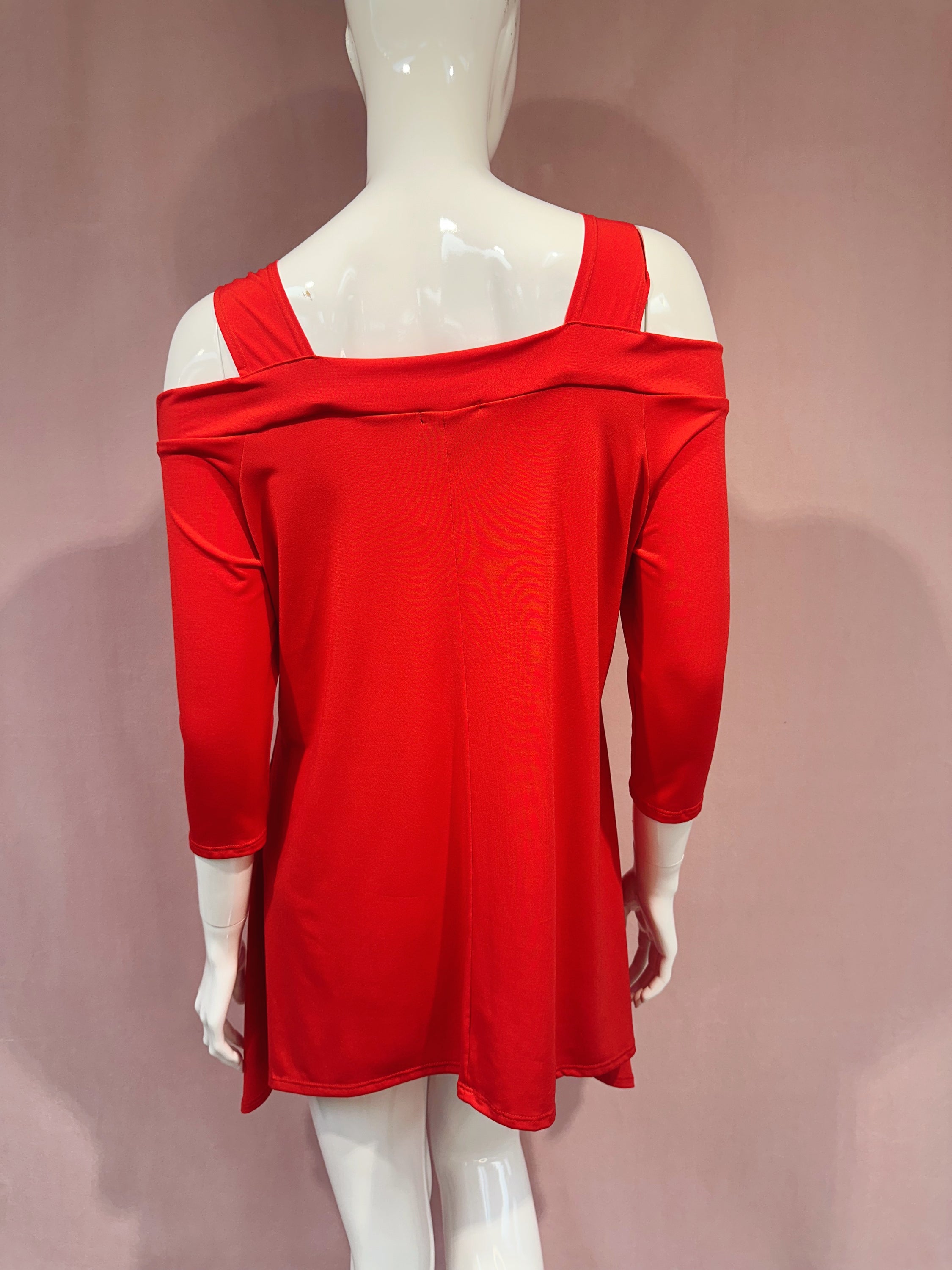 Candy Red Cold Shoulder Top