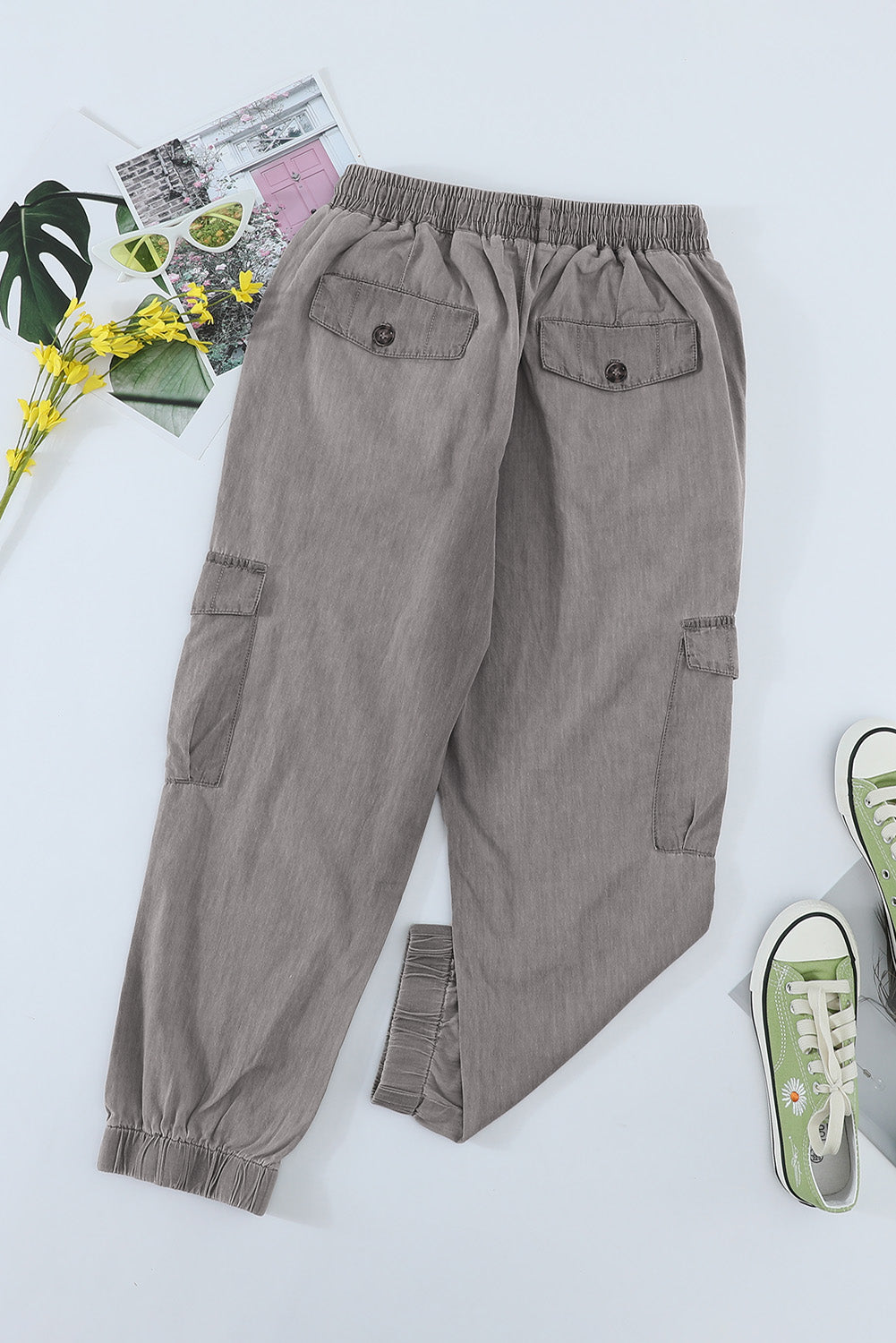 Gray Drawstring Cargo Pocketed Joggers