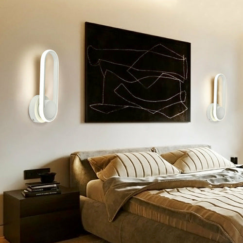 Maroon Asteria indoor bedroom wall lamp with rotatable acrylic LED light fixture, modern lighting for home decor.