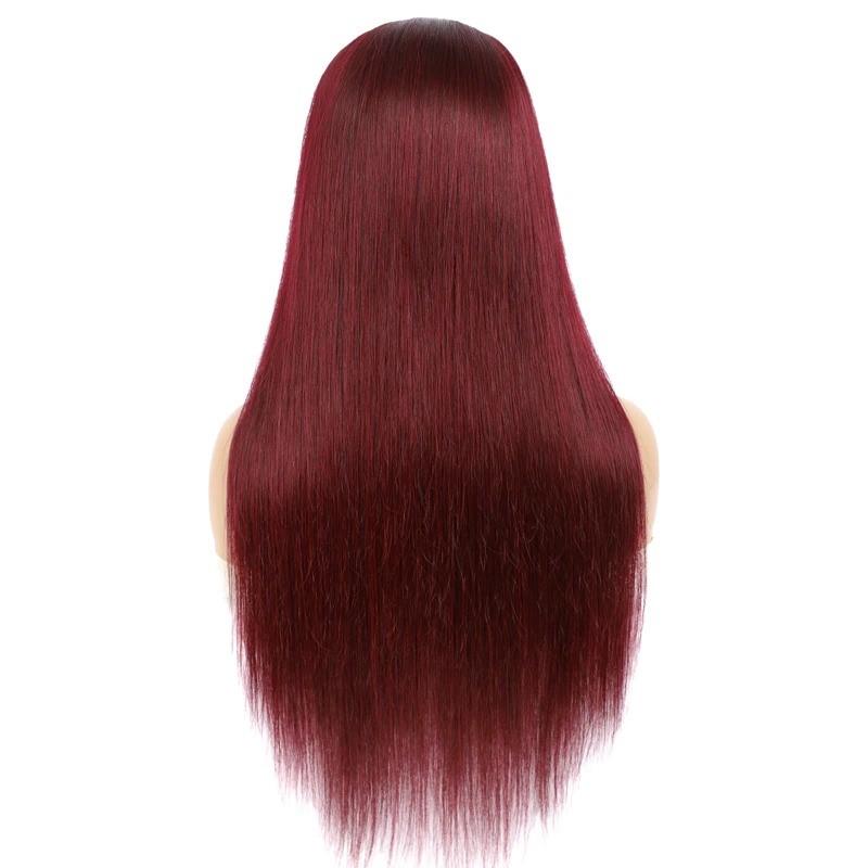 Burgundy Headband Straight Human Hair Wig 