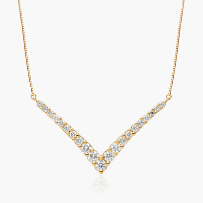 5ct Lab Diamond V Necklace | Graduated Round Brilliant | IGI Certified