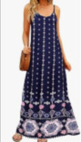 Supnier Women's Summer Maxi Dress Casual V-Neck Sleeveless Bohemian