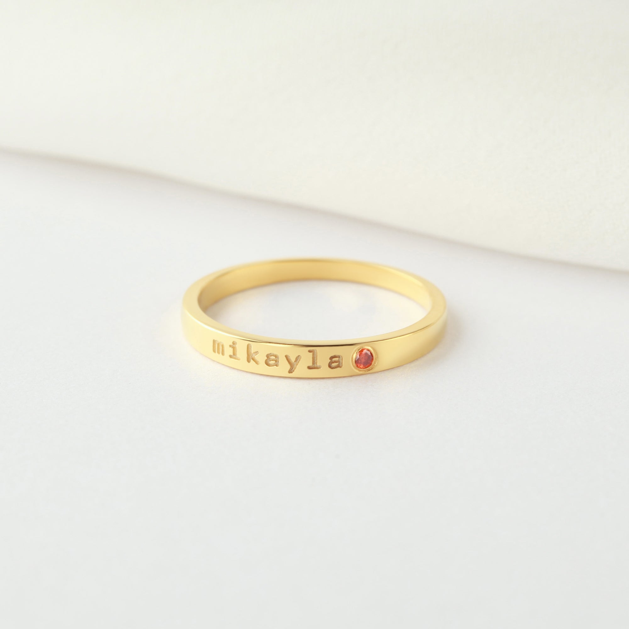 Personalized Name Ring With Birthstone, Stackable Name Ring, Mom Ring