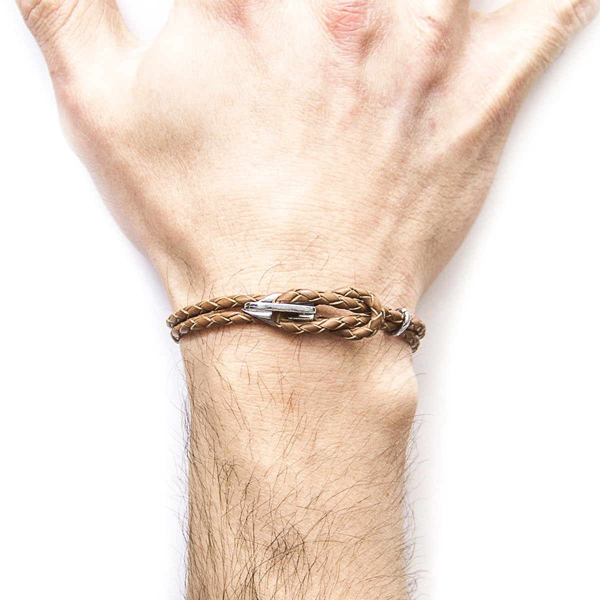 Light Brown Padstow Silver & Leather Bracelet