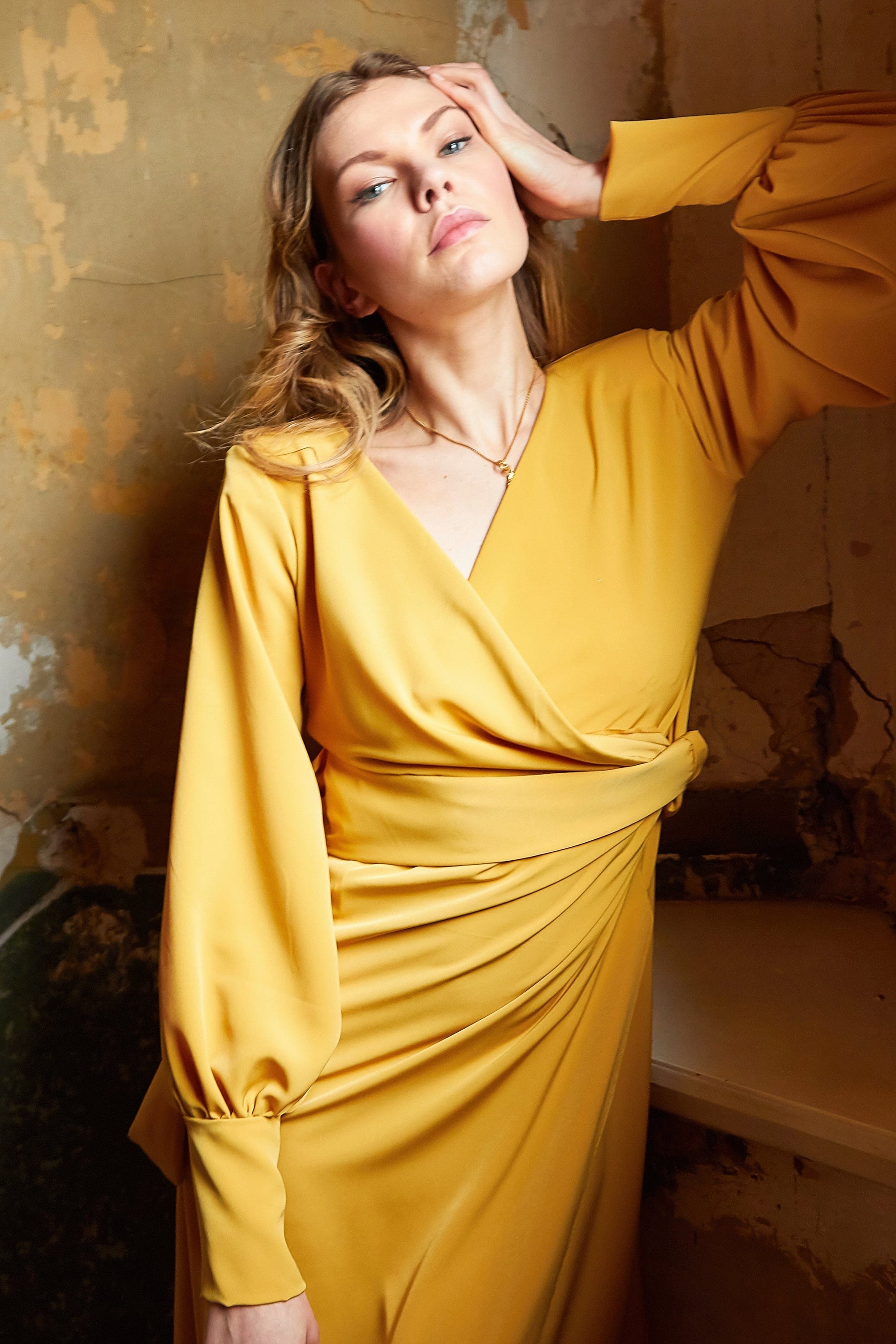Mustard Wrap Maxi Dress