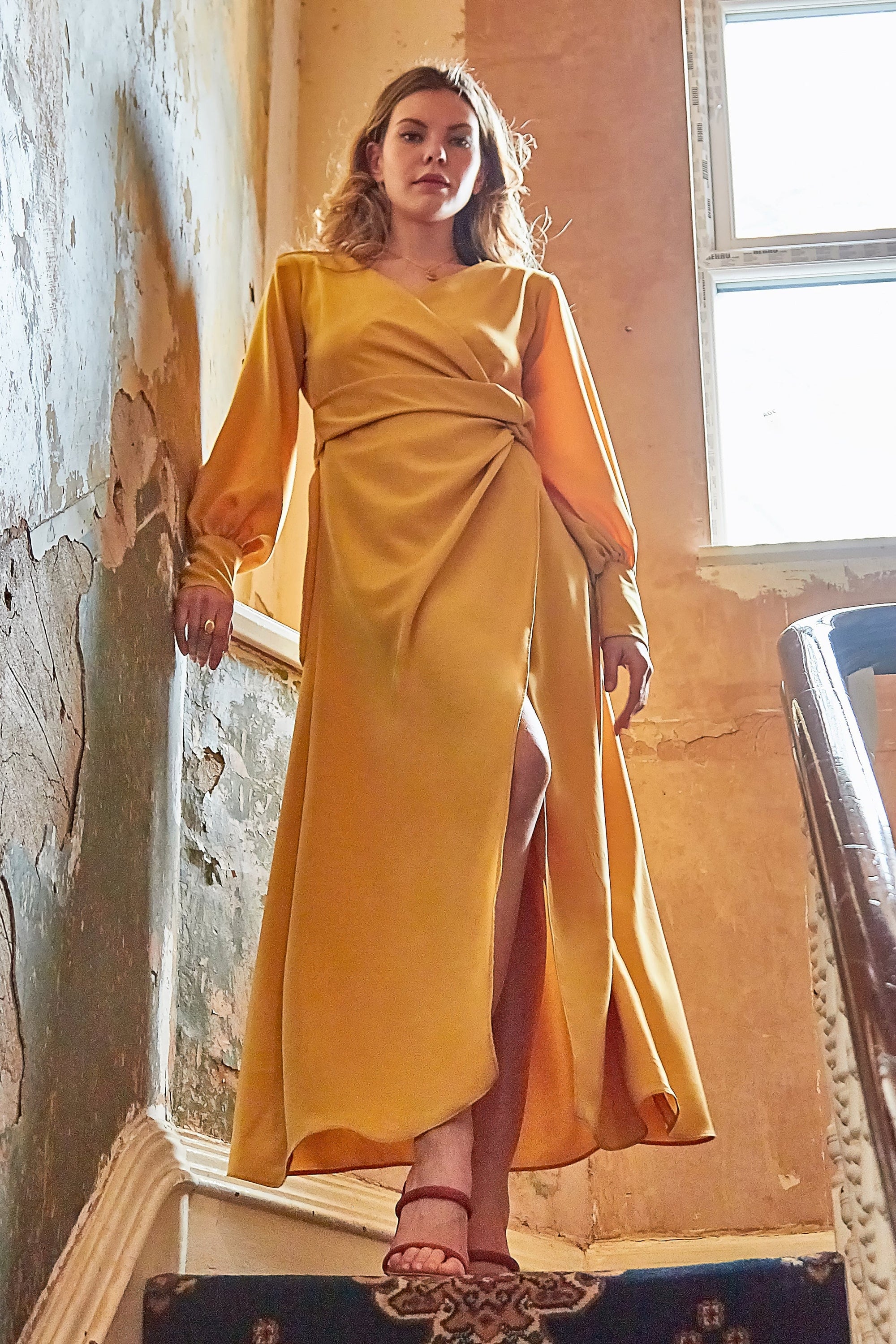 Mustard Wrap Maxi Dress