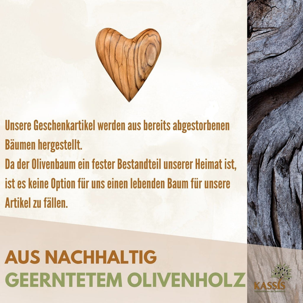 Personalisiertes Olivenholz Herz mit Gravur | Handschmeichler als