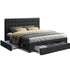 Ozdingo Artiss king size bed frame with charcoal finish and four built-in drawers, showcasing a modern home bedroom furniture design.