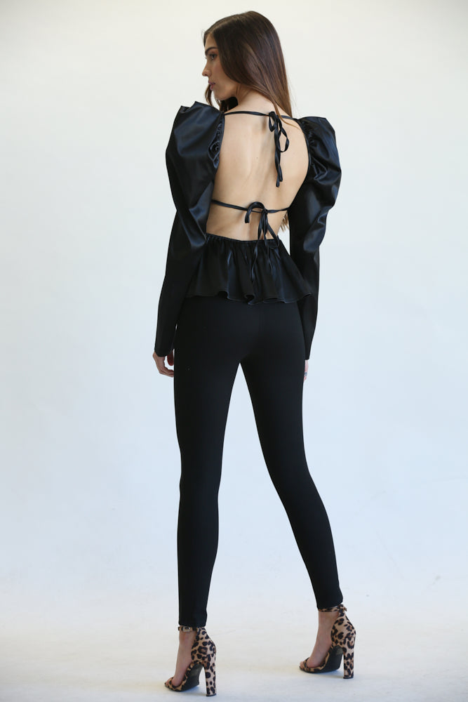 Eva Square Neckline Top with Peplum Waist
