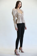 Eva Square Neckline Top with Peplum Waist