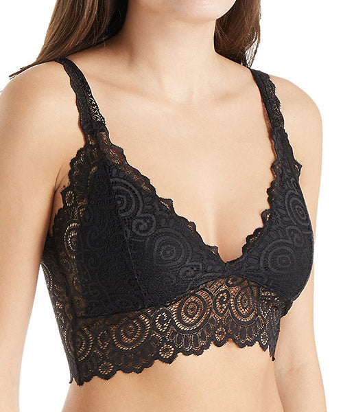 Black lace V-neck bralette from Melanter, featuring delicate lace details and a comfortable fit, ideal for lingerie and underwear.
