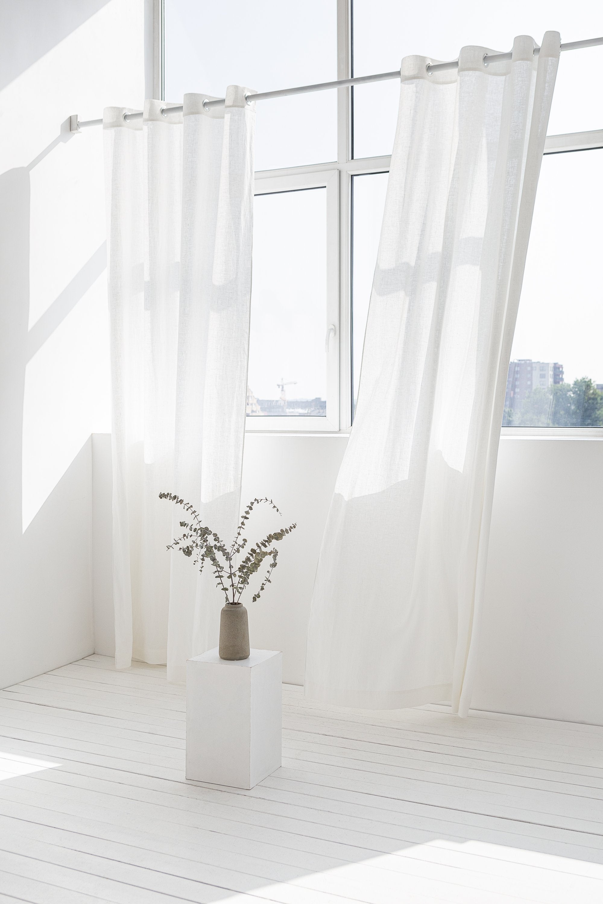 Light Grey linen curtain with grommets