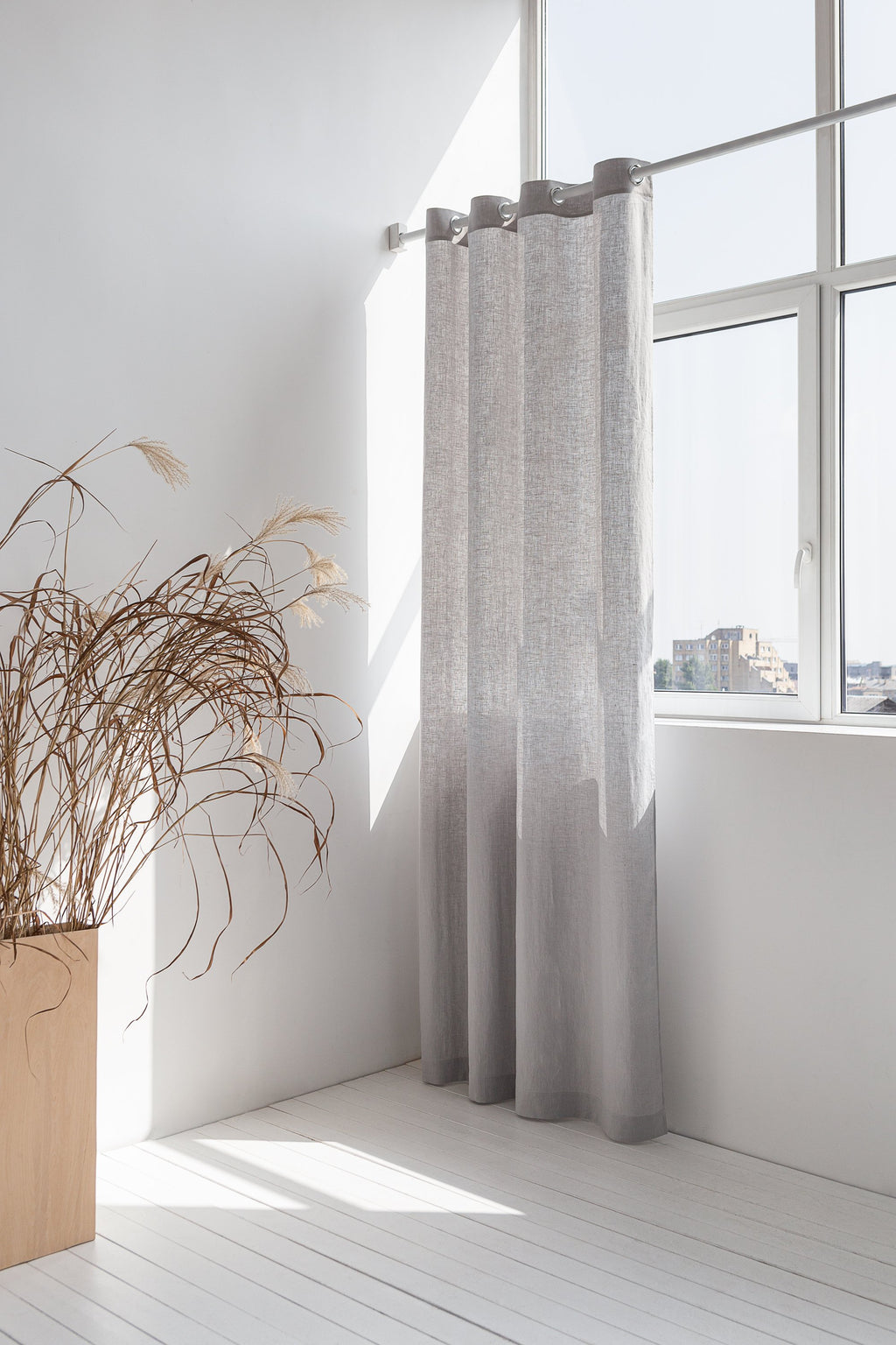 Light Grey linen curtain with grommets