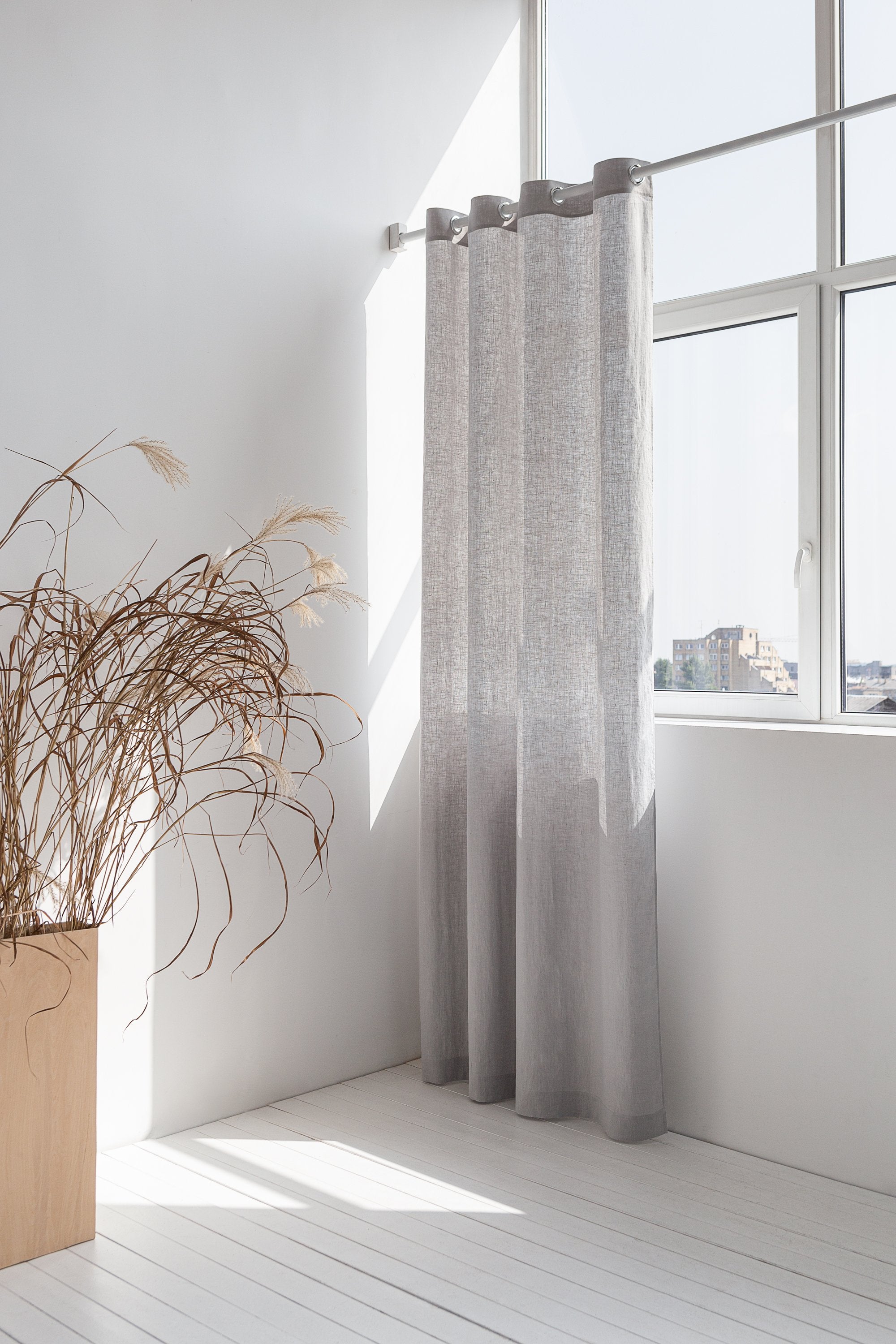 Light Grey linen curtain with grommets