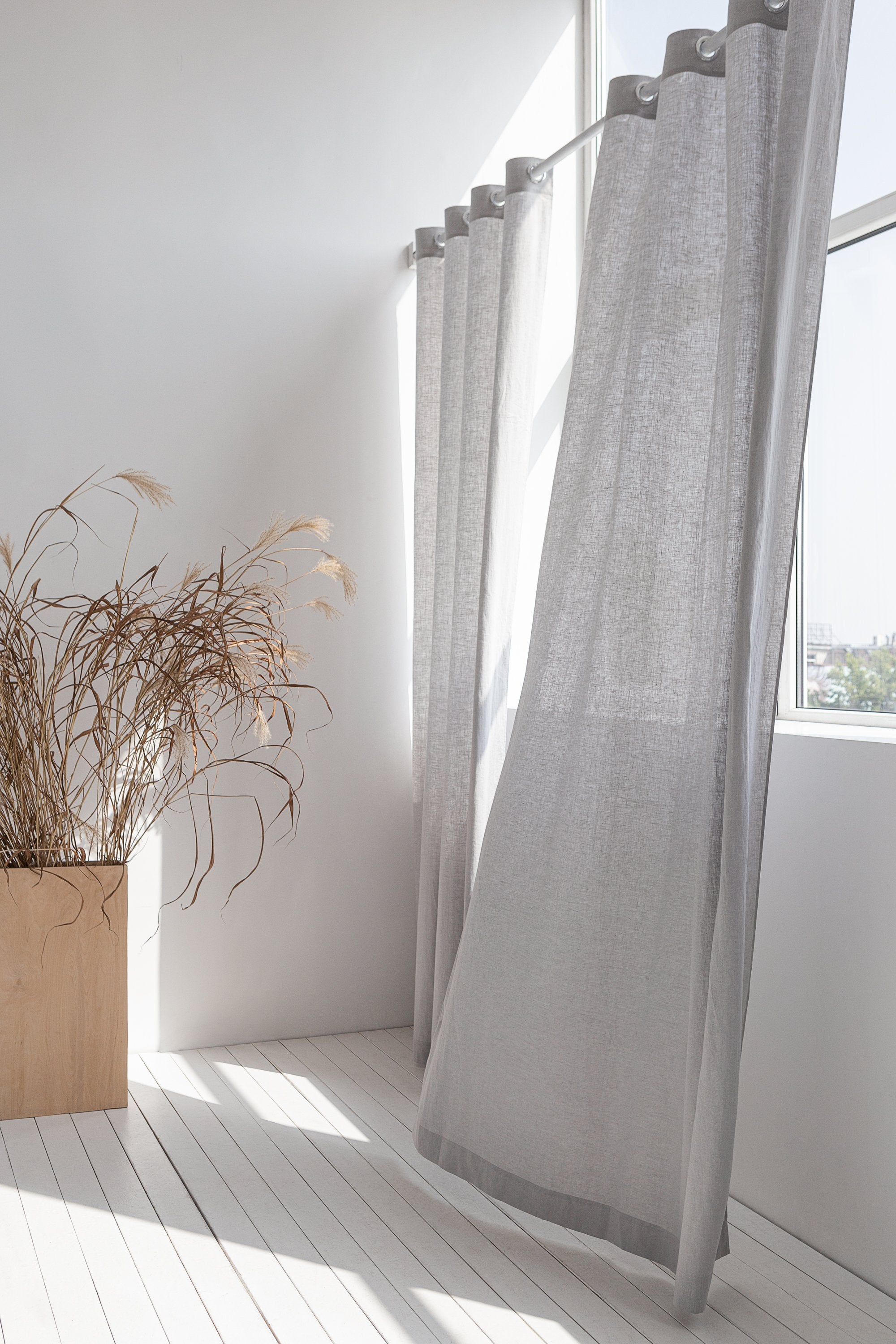 Light Grey linen curtain with grommets