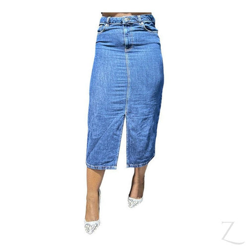 Ladies Super Strong Plain Pencil Denim Skirt | Midi  | "Niso"