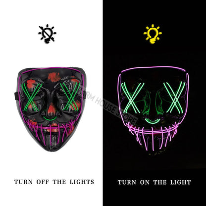 White Eucalyptus Halloween LED pet mask with glowing eyes and spooky design, perfect for festive pet costumes.