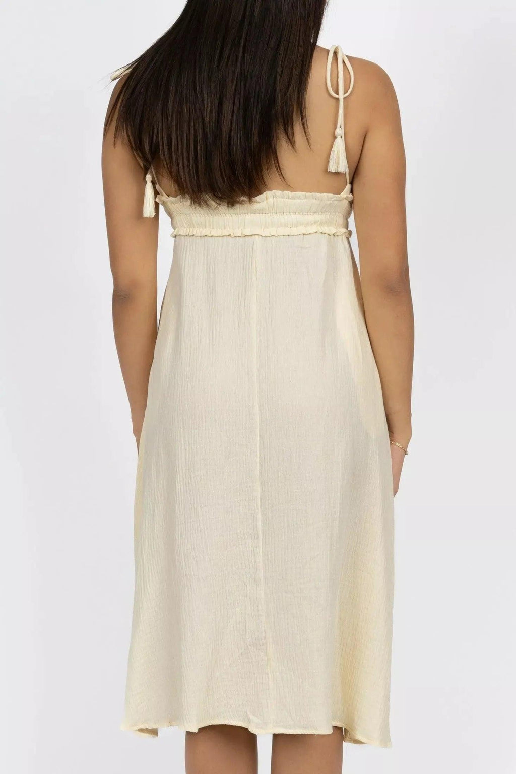 Midi Dress With V Neck And Spaghetti Straps